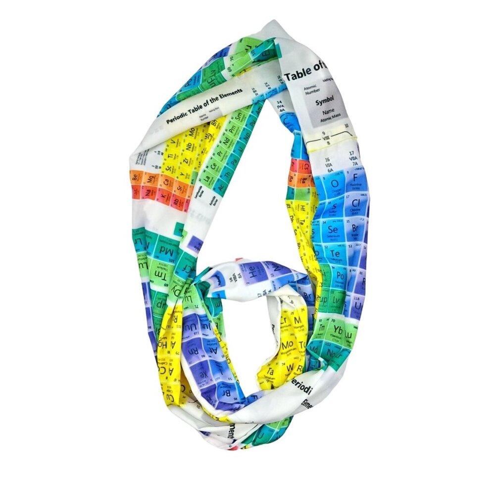 Periodic Table Scarf Elements Lab Teacher Science Student Gift Infinity White